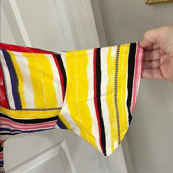 Peck & Peck Yellow Red Oversized Elastic Notched Collar Top / Shirt Jacket NWOT - Picture 5 of 13